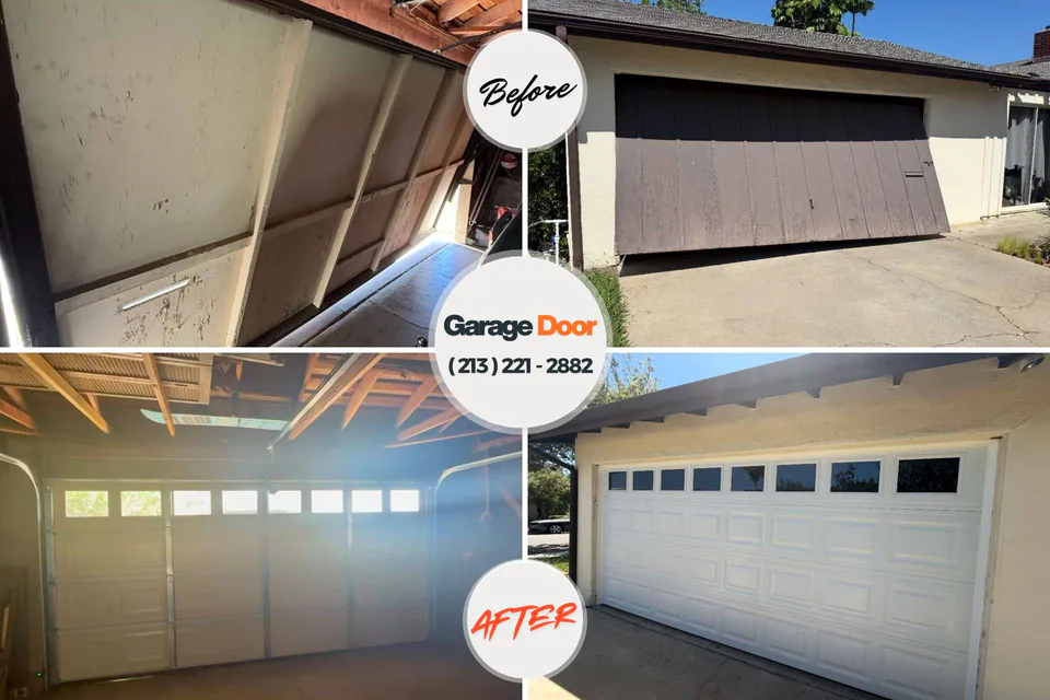 Before and after: garage door repair Oakland, CA